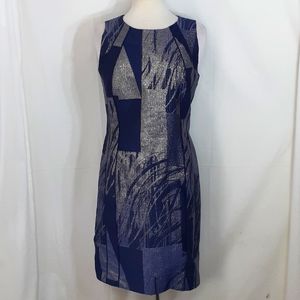 Lafayette navy blue and gold cocktail dress size 6